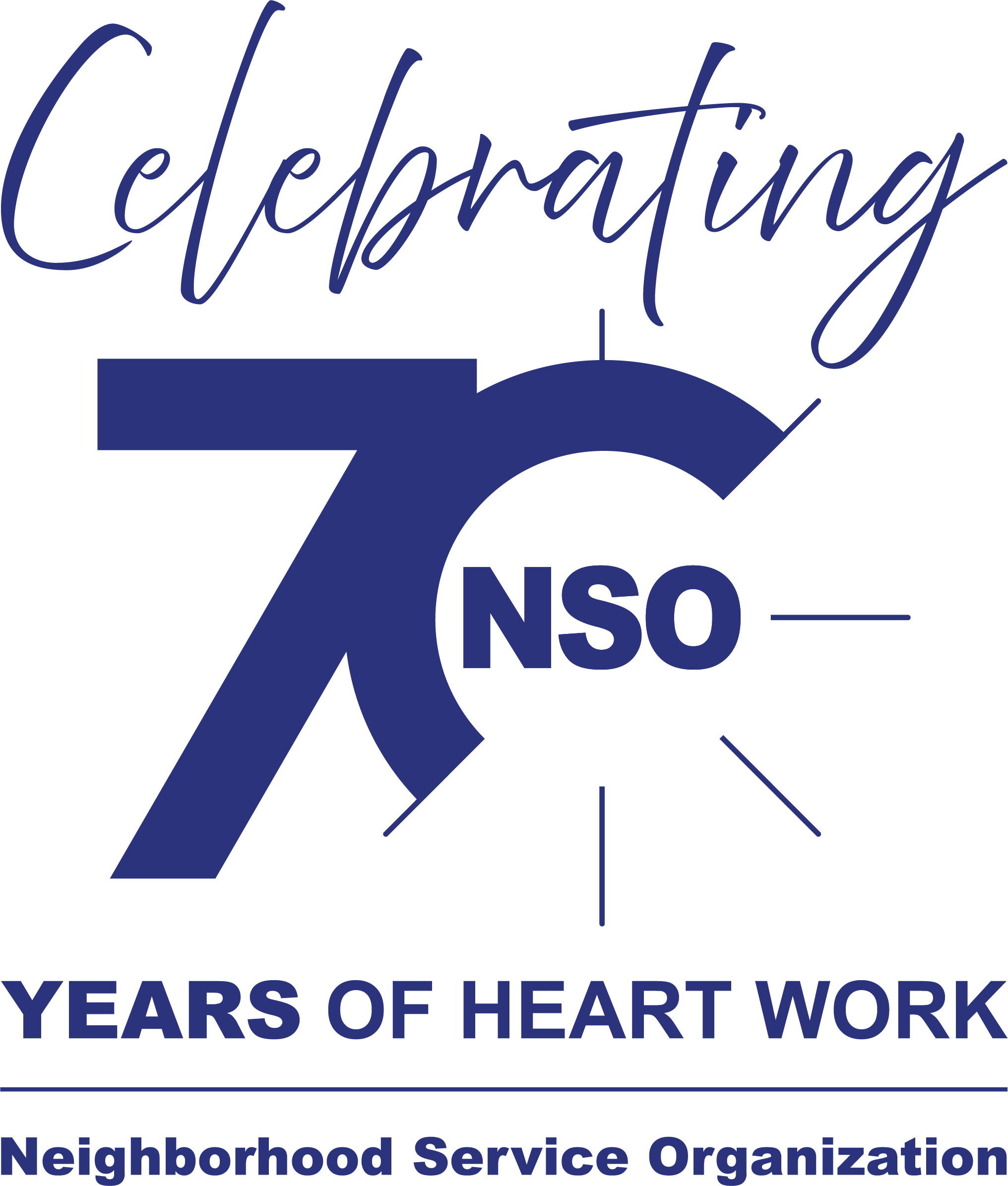 NSO 70 Years of Heart Work Logo – Blue